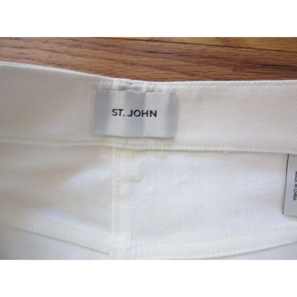 St. John White Jeans With Raw Hems High Waisted Crop Pants Size 0 - Picture 7 of 8